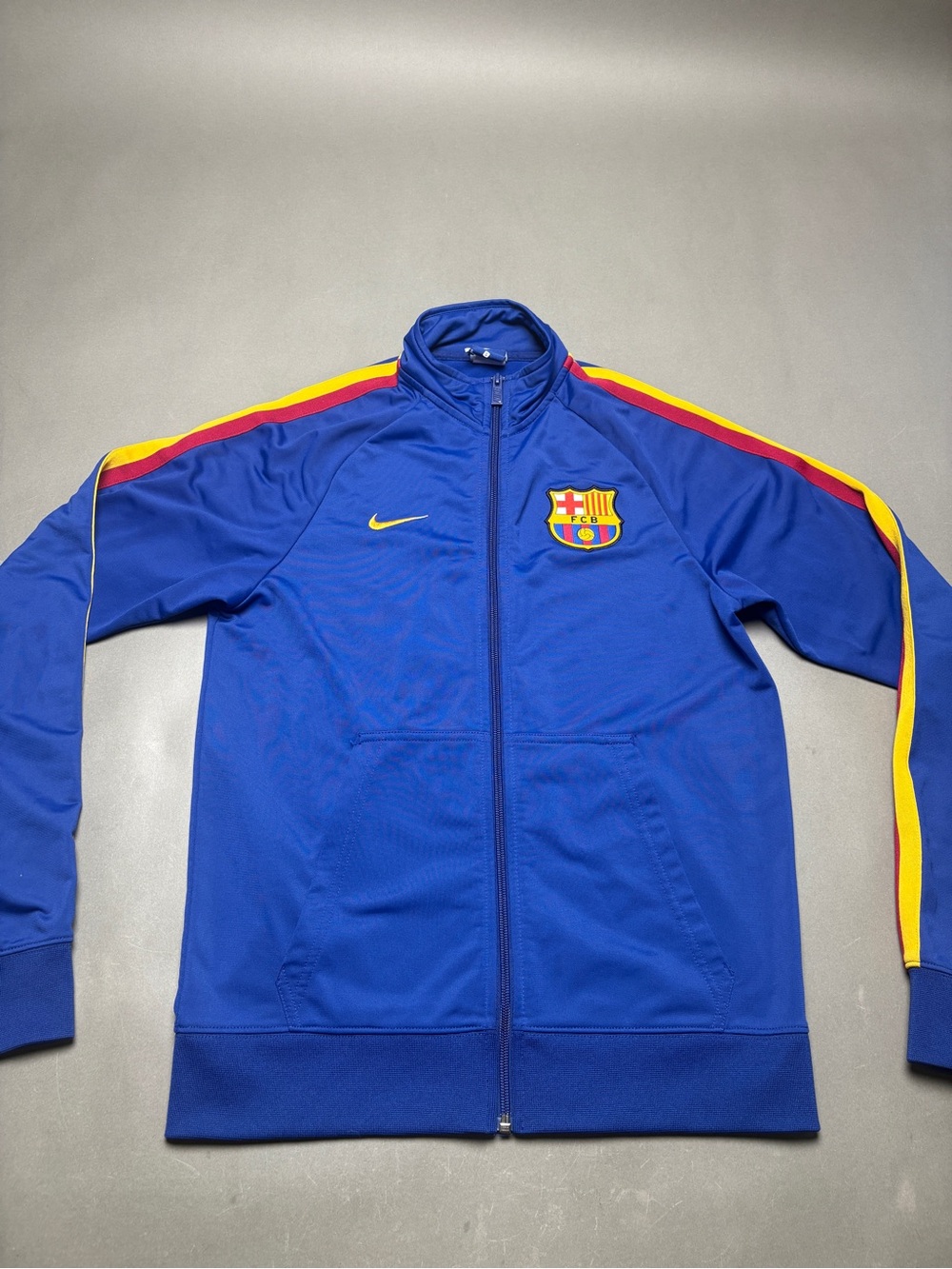 Women’s Small Nike Blue FC Barcelona Track Jacket with Yellow & Red Stripes